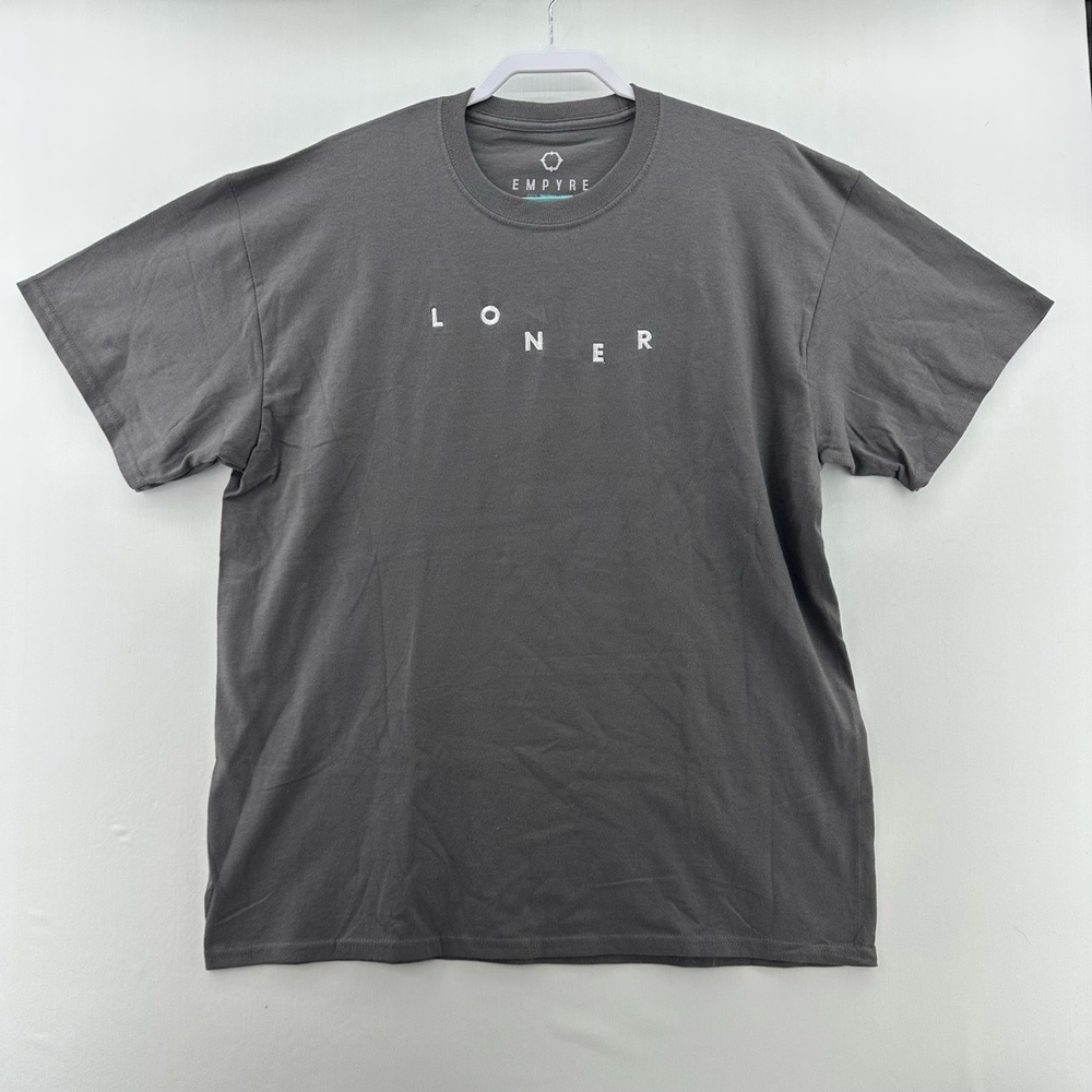 Empyre Loner Embroidered T-Shirt Gray‎ XL NWOT Streetwear Skate Casual Tee